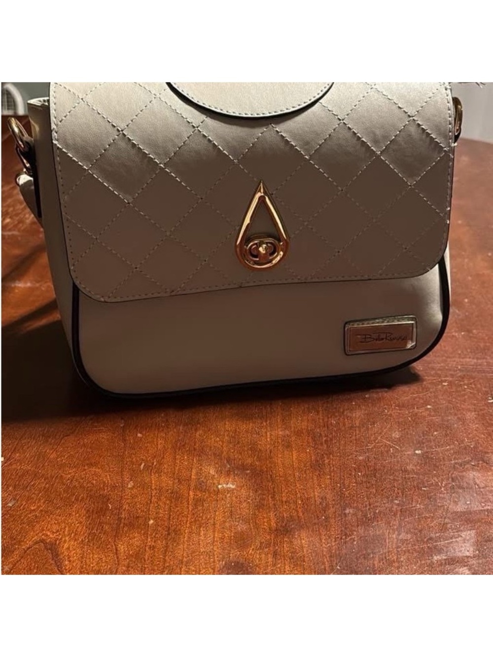 Beige Crossbody Bag with Gold Hardware